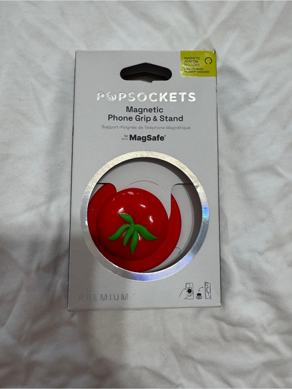 PopSocket Magnetic Phone Grip & Stand - Red with Green Accent Tomato Motif